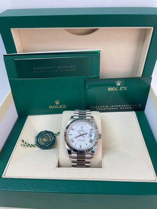 Daydate 128239 Oro Bianco-Bianco Numeri Romani 40 mm