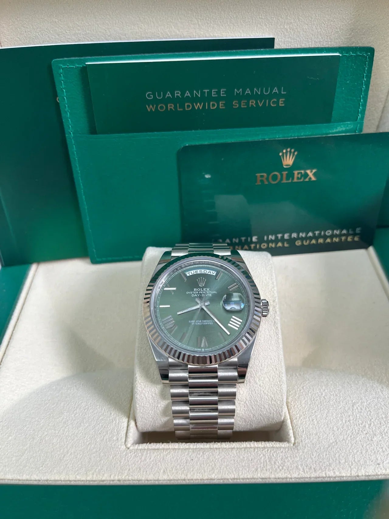 Daydate Oro Bianco-Verde 40mm 228239